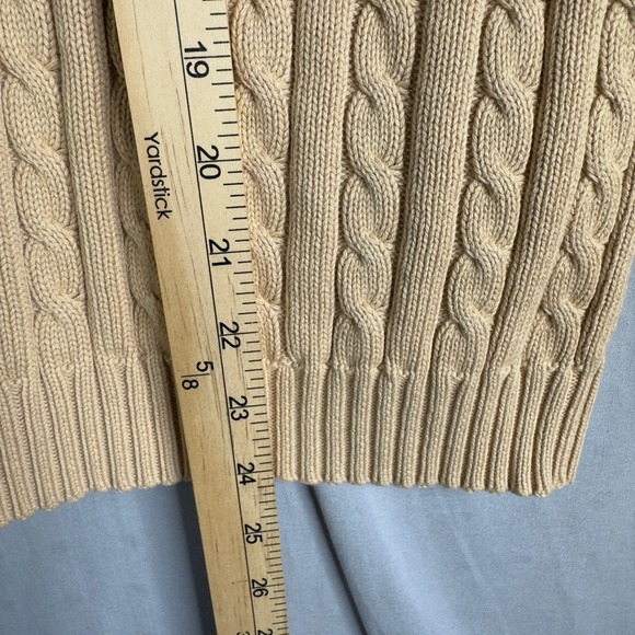 Lauren Ralph Lauren Beige Cable Knit Shawl Collar Cardigan Button Front Cotton‎ - Picture 7 of 7